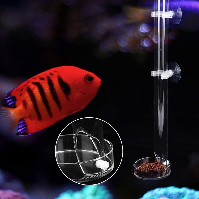 Tnfeeon Acrylic Shrimp Feeder Tube, Ornamental Aquarium Feeding Tube Fish Food Container Set with Sucker Hook Fish Aessories(40cm) - Image 1